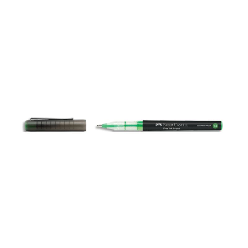 FABER Roller à encre liquide Free Ink broad. Coloris vert clair. Pointe large 1,5mm