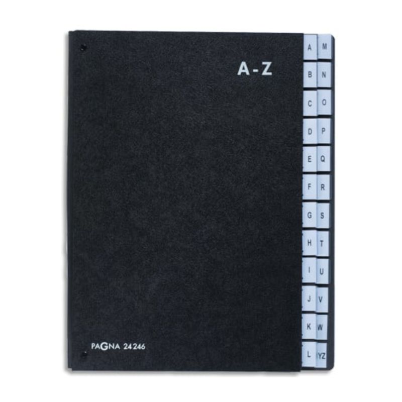 DURABLE Trieur alphabétique Noir int papier recyclé. 24 compartiments (A-Z). Format 26,5x34cm