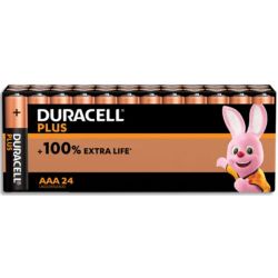 DURACELL Piles alcalines AAA Plus 100%, 1.5V LR03 MN2400, lot de 24 piles