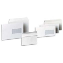 PERGAMY Boîte de 500 enveloppes Blanches 80g DL 110x220 mm et fenêtre 45x100 mm autocollantes