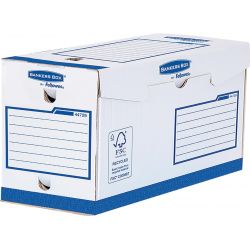 BANKERS BOX Boîte archives en carton dos de 20 cm Montage manuel coloris blanc/bleu