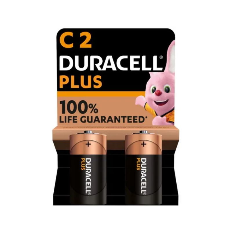 DURACELL Piles alcalines C Plus 100%, 1.5V LR14 MN1400, lot de 2 piles