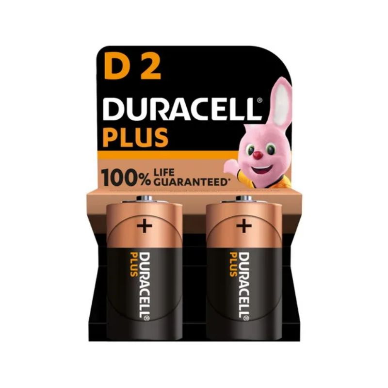 DURACELL Piles alcalines D Plus 100%, 1.5V LR20 MN1300, lot de 2 piles