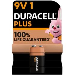 DURACELL Piles alcalines 9V Plus 100%, 6LR61 MN1604, lot de 1 pile