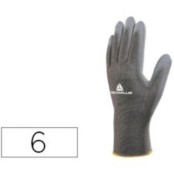 Gant tricot deltaplus polyamide paume enduite polyuréthane jauge 13 coloris gris taille 6 