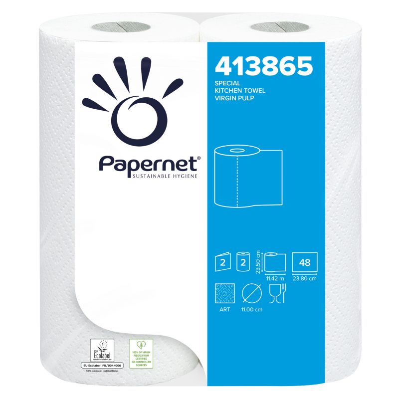 PAPERNET Paquet de 2 Essuie-tout 2 plis pure cellulose