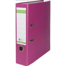 PERGAMY Classeur à levier en papier recyclé intérieur/extérieur. Dos 8cm. Format A4. Coloris Violet