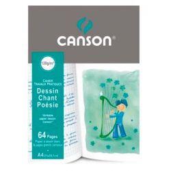 CANSON Cahier Poésie et Chant enfant 32 pages grands carreaux Séyès + 32 pages dessin 17x22