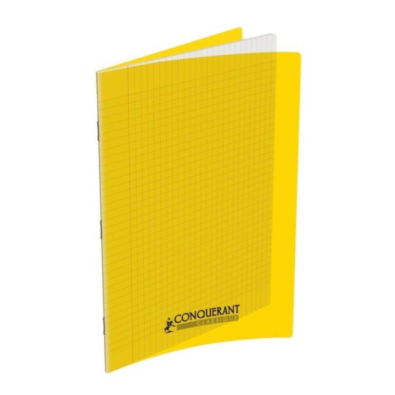 CONQUERANT Cahier format A4 48 pages 90g grands carreaux Séyès coloris jaune
