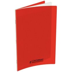 CONQUERANT Cahier piqûre 24x32cm 48 pages 90g grands carreaux Séyès coloris rouge