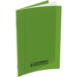 CONQUERANT Cahier piqûre 24x32cm 48 pages 90g grands carreaux Séyès coloris vert