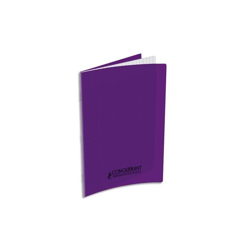 Cahier piqûre 24x32cm 48 pages 90g grands carreaux Seyès. Couverture  polypropylène Violet