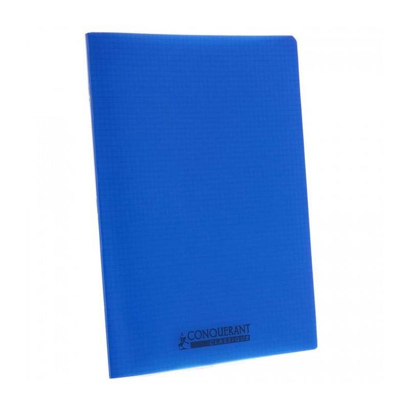 CONQUERANT Cahier piqûre 24x32cm 96 pages 90g petits carreaux coloris bleu