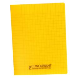 CONQUERANT Cahier piqûre 24x32cm 96 pages 90g petits carreaux coloris jaune
