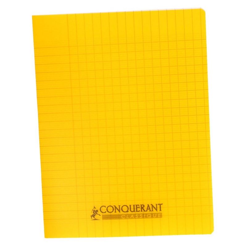 CONQUERANT Cahier piqûre 24x32cm 96 pages 90g petits carreaux coloris jaune