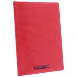 CONQUERANT Cahier piqûre 24x32cm 96 pages 90g petits carreaux coloris rouge