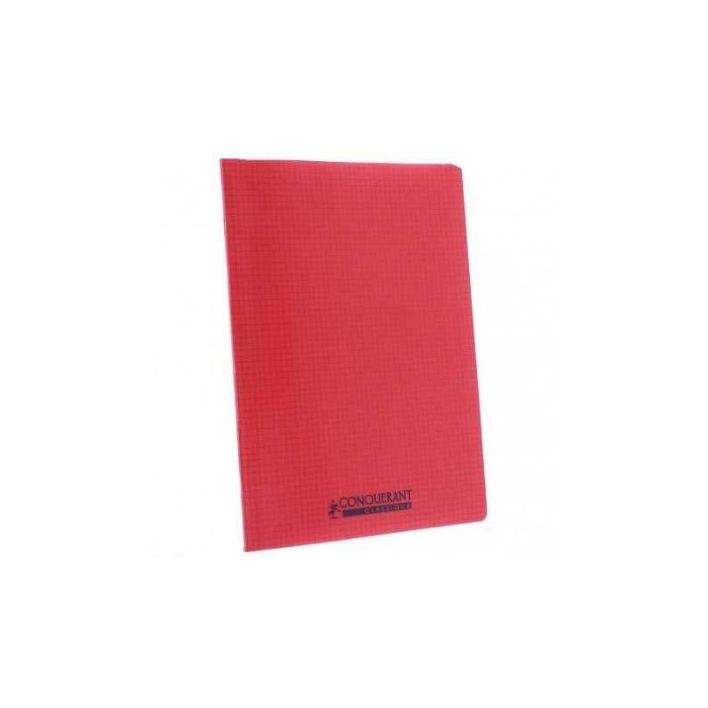 CONQUERANT Cahier piqûre 24x32cm 96 pages 90g petits carreaux coloris rouge
