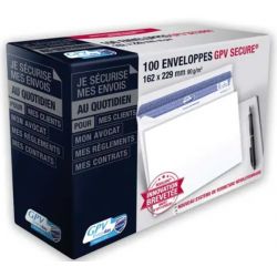 GPV Boîte de 100 enveloppes format C5 162x229mm 90g SECURE fermeture autoadhésive ss bande protectrice