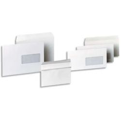 PERGAMY Boîte de 500 enveloppes Blanches 80g DL 110x220 mm fenêtre 35x100 mm autocollantes