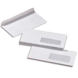 PERGAMY Boîte de 500 enveloppes Blanches sans fenêtre 80g DL 110x220 mm auto-adhésives