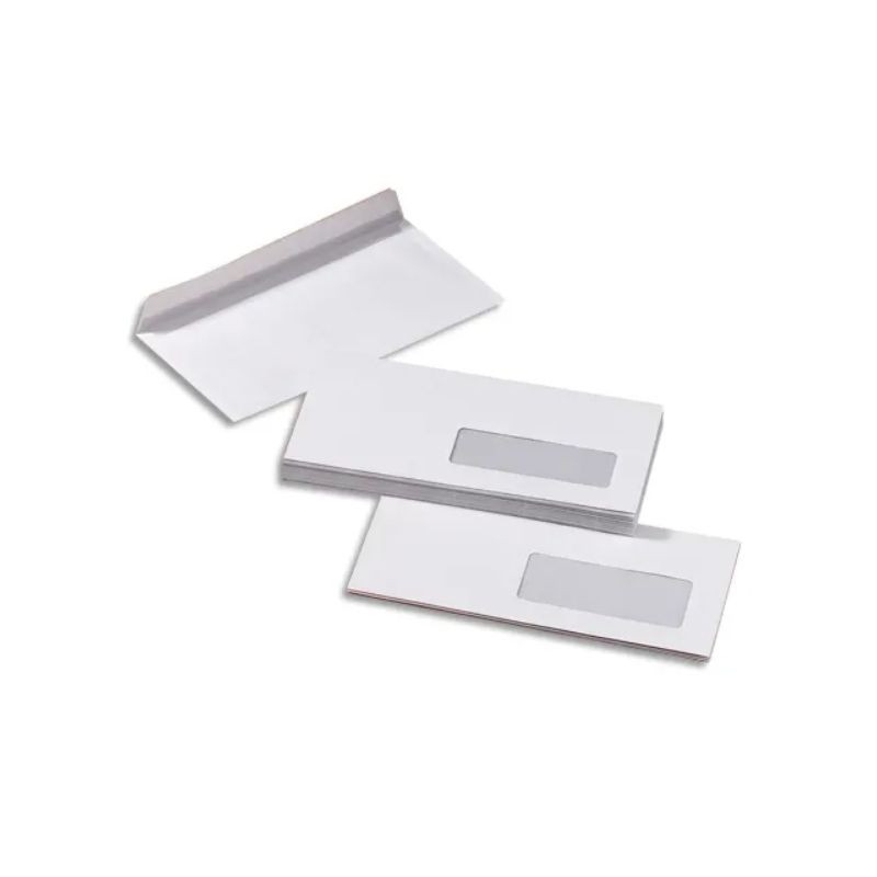 PERGAMY Boîte de 500 enveloppes Blanches sans fenêtre 80g DL 110x220 mm auto-adhésives