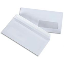 PERGAMY Boîte de 500 enveloppes Blanches 75g DL 110x220 mm fenêtre 35x100 mm auto-adhésives
