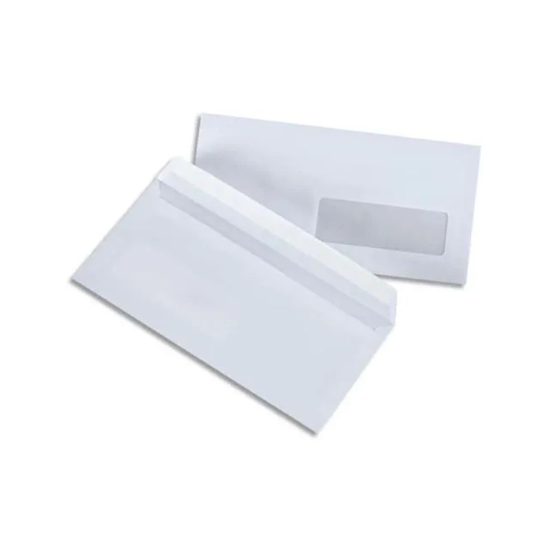 PERGAMY Boîte de 500 enveloppes Blanches 75g DL 110X220 mm fenêtre