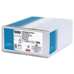 GPV Boîte de 500 enveloppes C6 114x162mm Blanches auto-adhésives NF & PEFC 90g