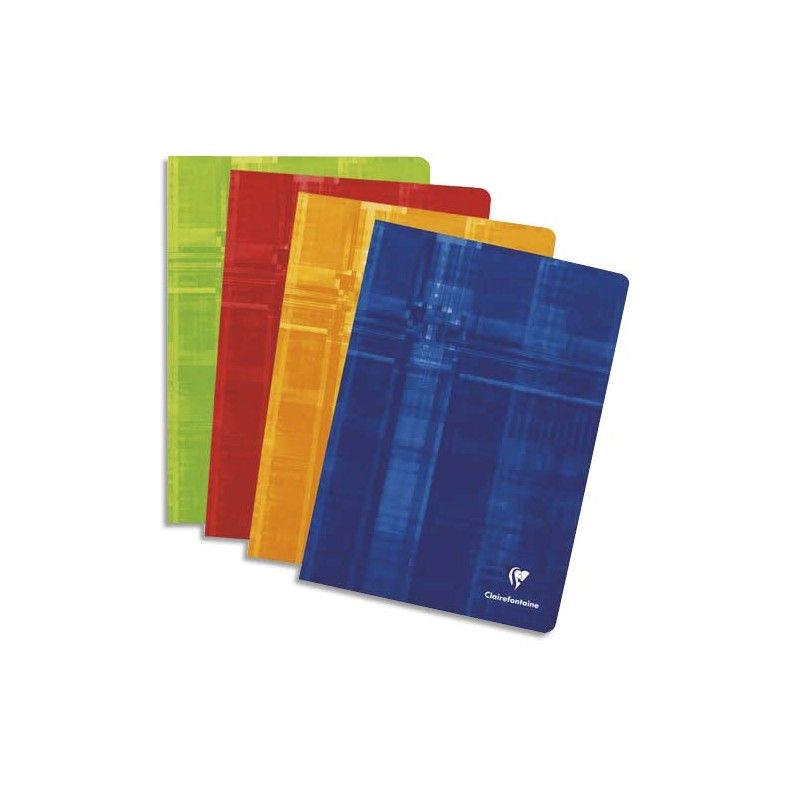 CLAIREFONTAINE Cahier 24x32 192 pages grands carreaux Séyès coloris aléatoire