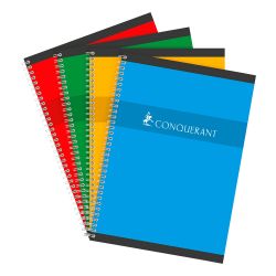 CONQUERANT Cahier reliure spirale 21x29,7 cm 100 pages 70g grands carreaux séyès