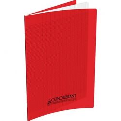 CONQUERANT Cahier format 17x22cm 48 pages 90g grands carreaux Séyès Coloris rouge