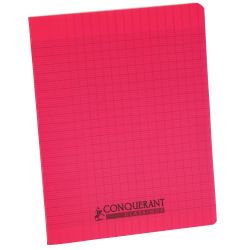 CONQUERANT Cahier format 17x22cm 96 pages 90g grands carreaux Séyès coloris rose