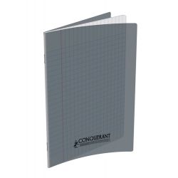 CONQUERANT Cahier format 17x22cm 96 pages 90g grands carreaux Séyès coloris gris