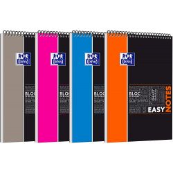 OXFORD Bloc EASY NOTE reliure spirale 160 pages petits carreaux format 21x31,5 cm avec application SOS NOTES