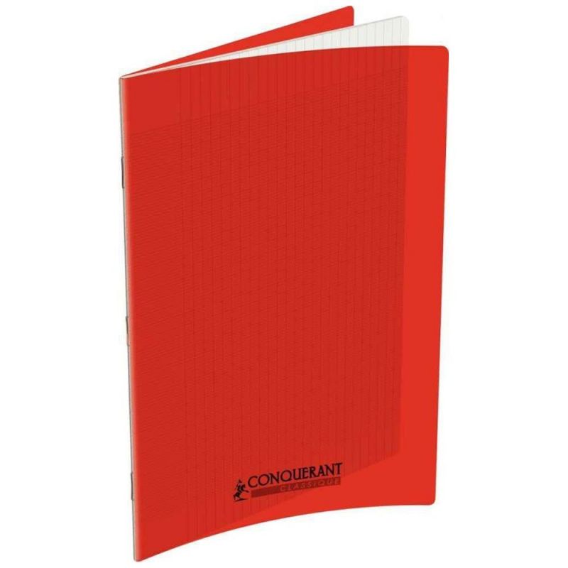 CONQUERANT Cahier piqûre 17x22cm 96 pages 90g grands carreaux Séyès coloris rouge