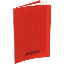 CONQUERANT Cahier format A4 96 pages 90g grands carreaux Séyès coloris rouge