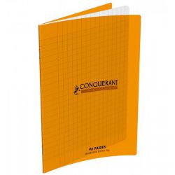 CONQUERANT Cahier piqûre 17x22cm 96 pages 90g grands carreaux Séyès coloris Orange
