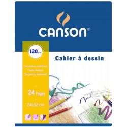 CANSON Cahier de dessin 24 pages unies Blanches 24x32cm 125g/m²