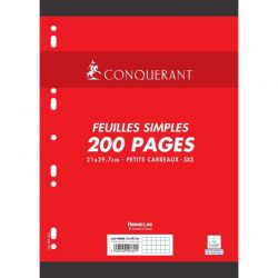 CONQUERANT C7 Feuilles simple format A4 petits carreaux 90g en lot de 200