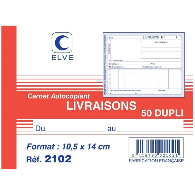 ELVE Manifold autocopiant Livraison format 10,5x14cm, 50 feuillets dupli