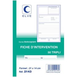 ELVE Manifold ficher d'intervention format 210x140 50 feuillets tripli