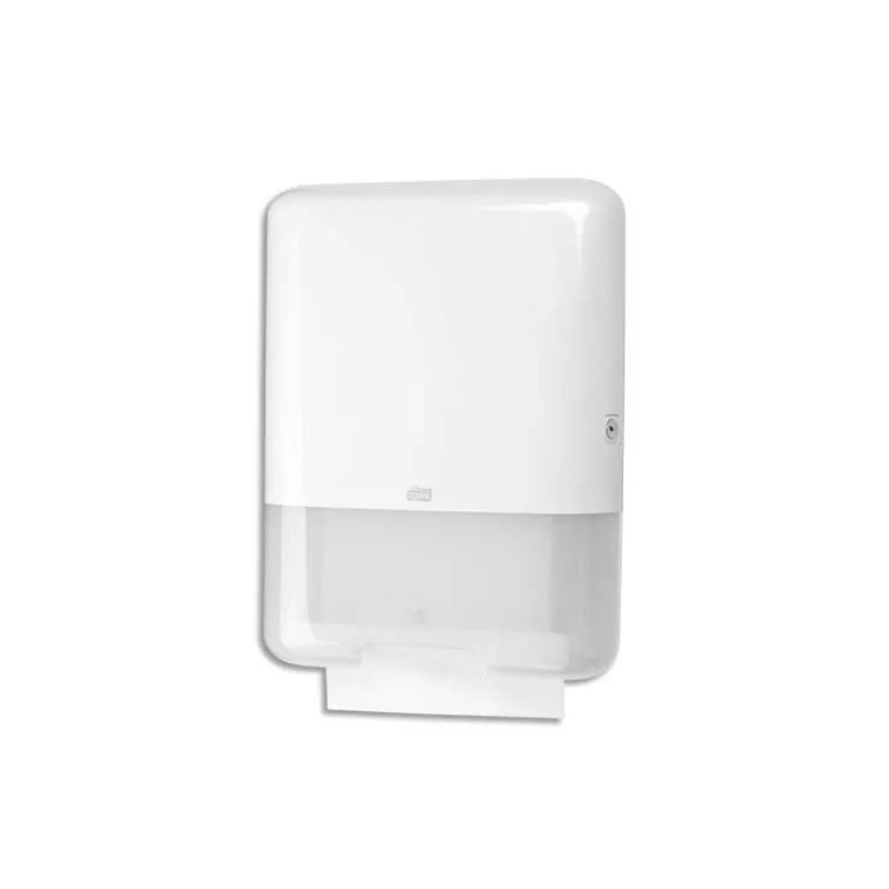 TORK Distributeur pour essuie-mains pliés en V/C H3 Dim. L33,3 x H43,9 x P13,6 cm Blanc semi transparent