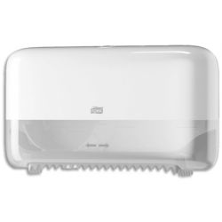 TORK Distributeur double papier toilette en rouleau Mid Size T7 Blanc, sans mandrin, L36 x H20,7 x P13 cm