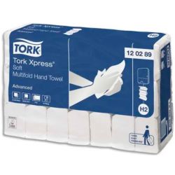 TORK Colis de 21 paquet 180 feuilles Essuie-mains Xpress interfoliés doux Advanced 2 plis Z 24 x 21,3 cm