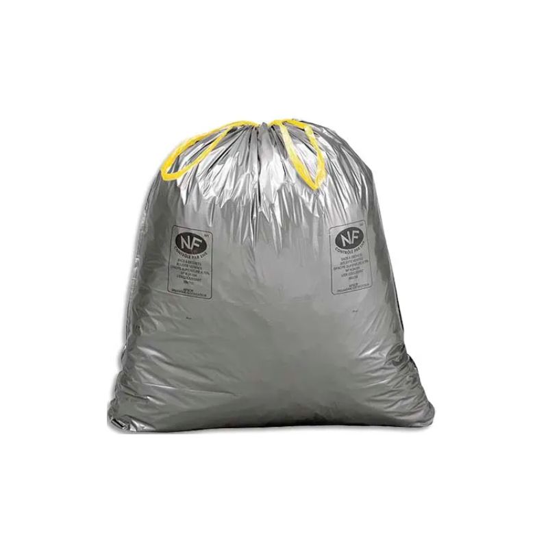  Boîte de 100 sacs poubelles à liens coulissants standards 100 litres 34 microns