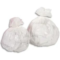 Carton de 10 rouleaux de 50 Sacs-poubelles 30 litres Blanc en polyéthylène haute densité