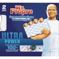 MR PROPRE Lot de 2 Gommes Magique Wondergum Extra puissante Blanches - Dim. L13,8 x H2,3 x P12,6 cm Blanc