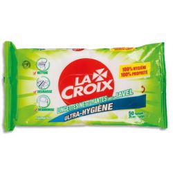  LA CROIX Paquet de 50 lingettes multi-usages nettoyantes et désinfectantes avec javel