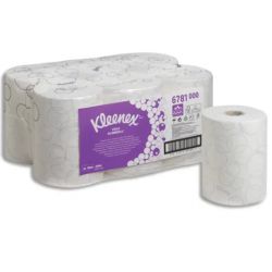 KLEENEX Lot de 6 Bobines d'essuie-mains Slimroll 2 plis - L100 m, H19,8 cm D14,5 cm pour Aquarius Blanc