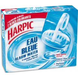 HARPIC Boîte de 2 Blocs pour cuvettes, colore l'eau en Bleu, action anti-tartre, fraîcheur marine